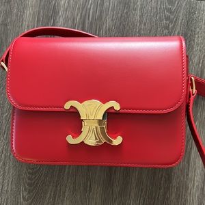 Auth NEW CELINE TEEN TRIOMPHE BAG IN SHINY CALFSKIN
